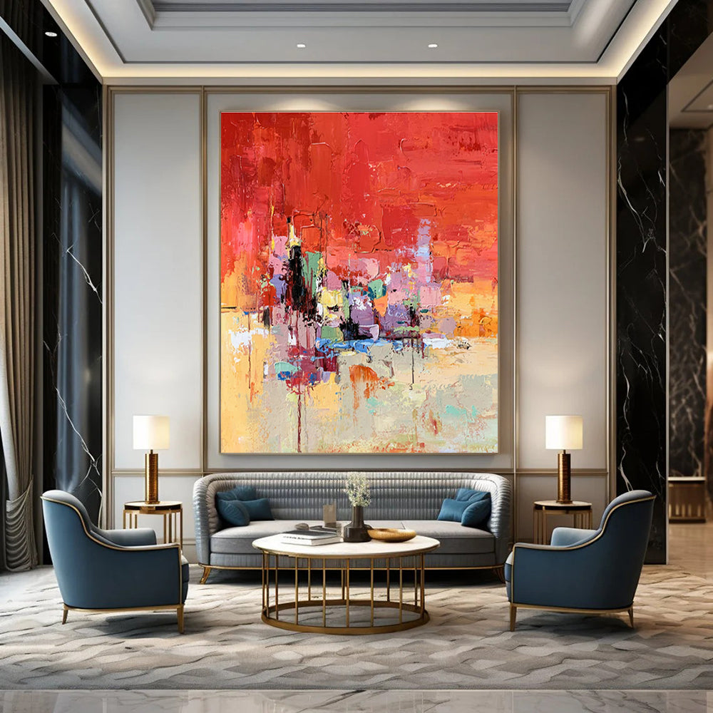 Red - Based Colorful Abstract Art for Living Room & Home Bar DLZ0466