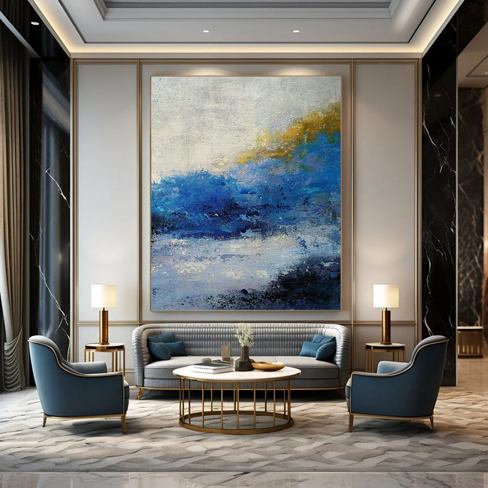 Blue - Tone Landscape Abstract Art for Living Room & Sunroom DLZ0545