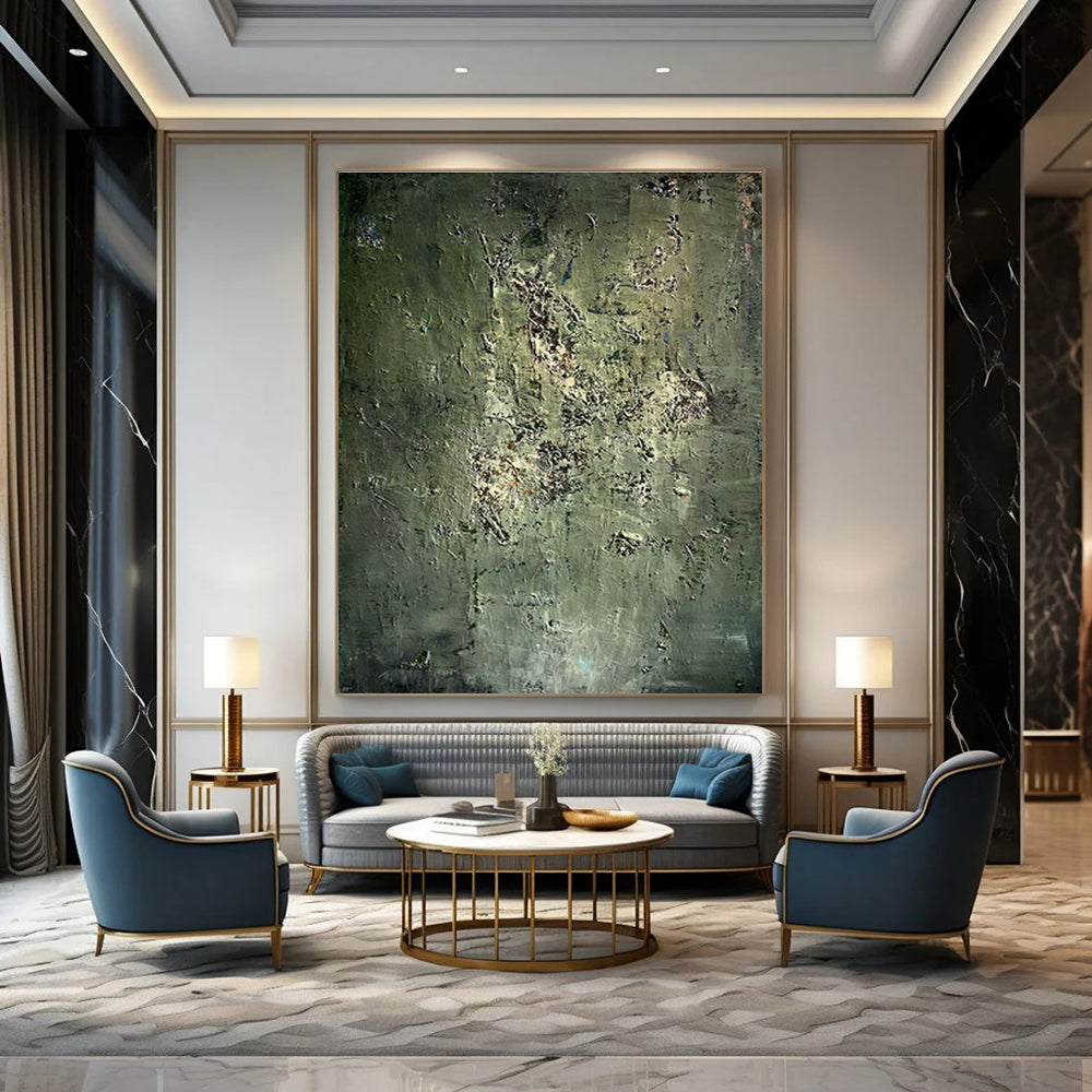 Deep Green Textured Abstract Art for Home Office & Art Gallery DLZ1202