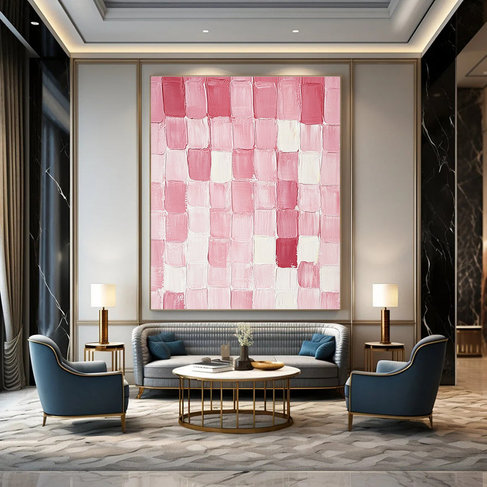 Pink Square Tiles Art for Girls' Boutique & Romantic Home Dressing Room STSC1411