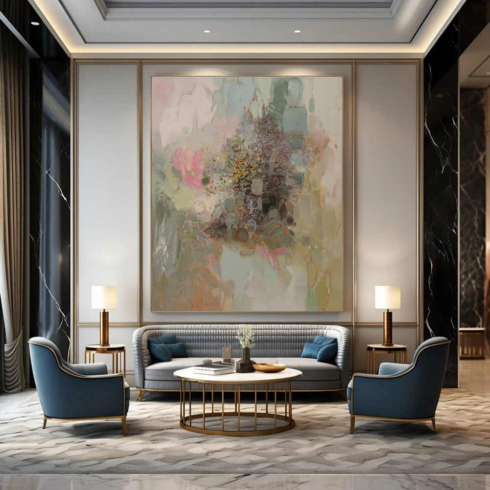 Pastel Abstract Flowers Art for Feminine Boutique & Home Garden Room DLZ2076