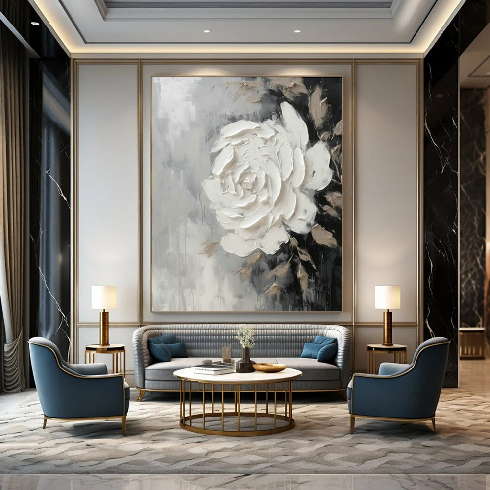 White Flower Abstract for Romantic Bed - and - Breakfast & Feminine Home Boudoir DLZ0897