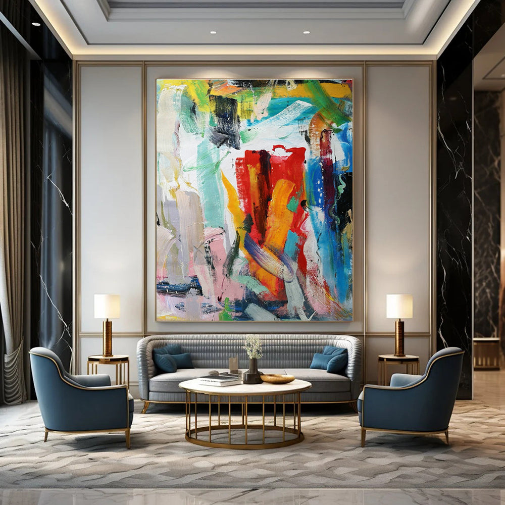 Colorful Brushstroke Abstract Art for Vibrant Living Room & Creative Studio DLZ0770