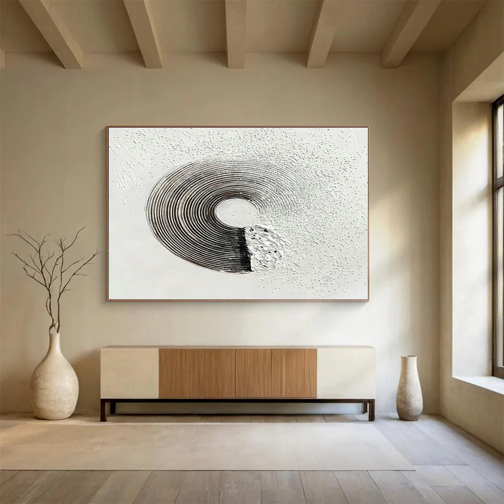 Black - White Textured Abstract for Minimalist Gallery DLZ3029