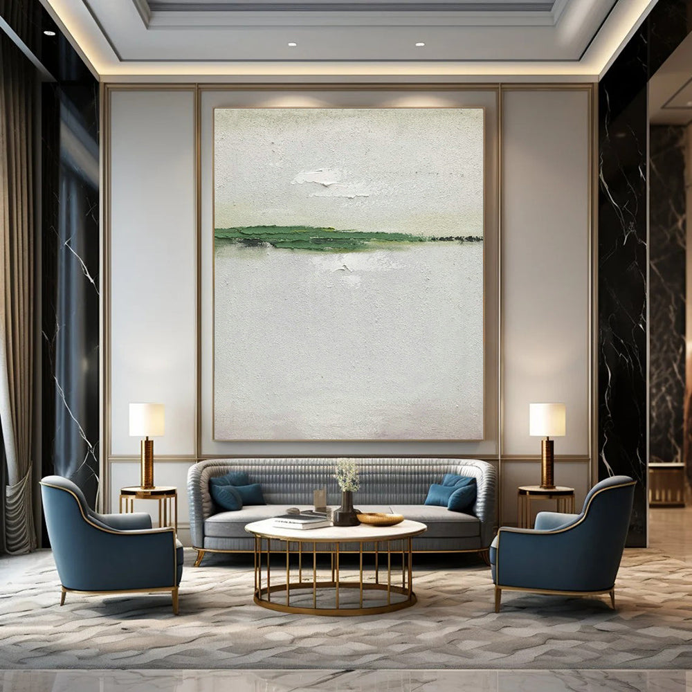 Minimalist Green - White Abstract Art for Nature - Inspired Spa & Scandinavian Bedroom DLZ0802