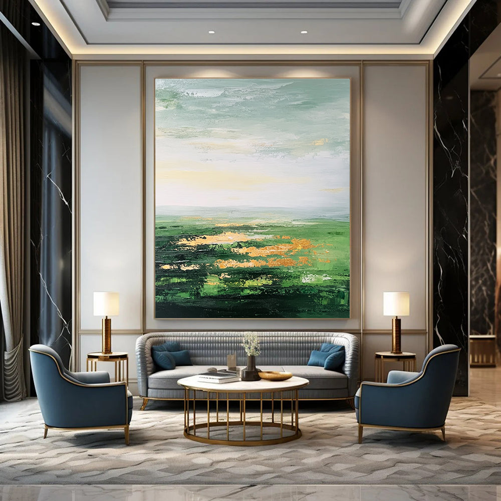Green Field with Gold for Luxury Villa Living Room & Art - Centric Boutique STSC887