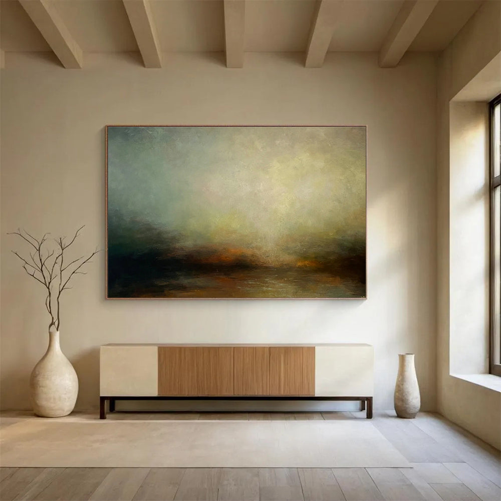 Hazy Landscape Oil Painting for Zen - Inspired Meditation Room Corners DLZ3157