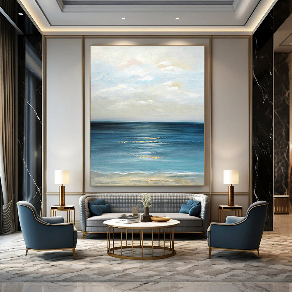 Seaside Oil Painting Art for Beach House Living Room & Coastal Art Gallery DLZ0669