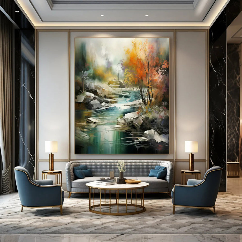 Landscape Oil Painting for Rustic Home Retreat & Nature - Themed Café DLZ1716