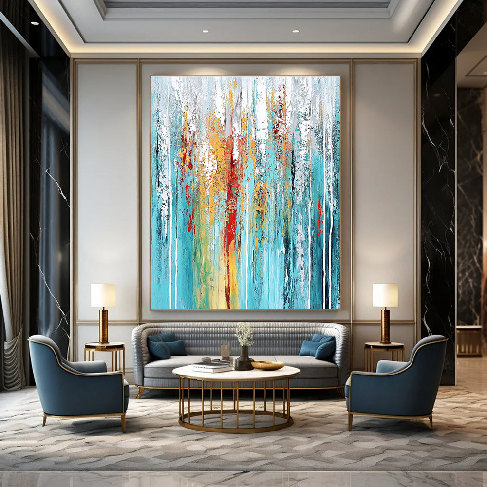 Colorful Dripping Abstract for Creative Art Studio & Eclectic Home Living Room STSC374