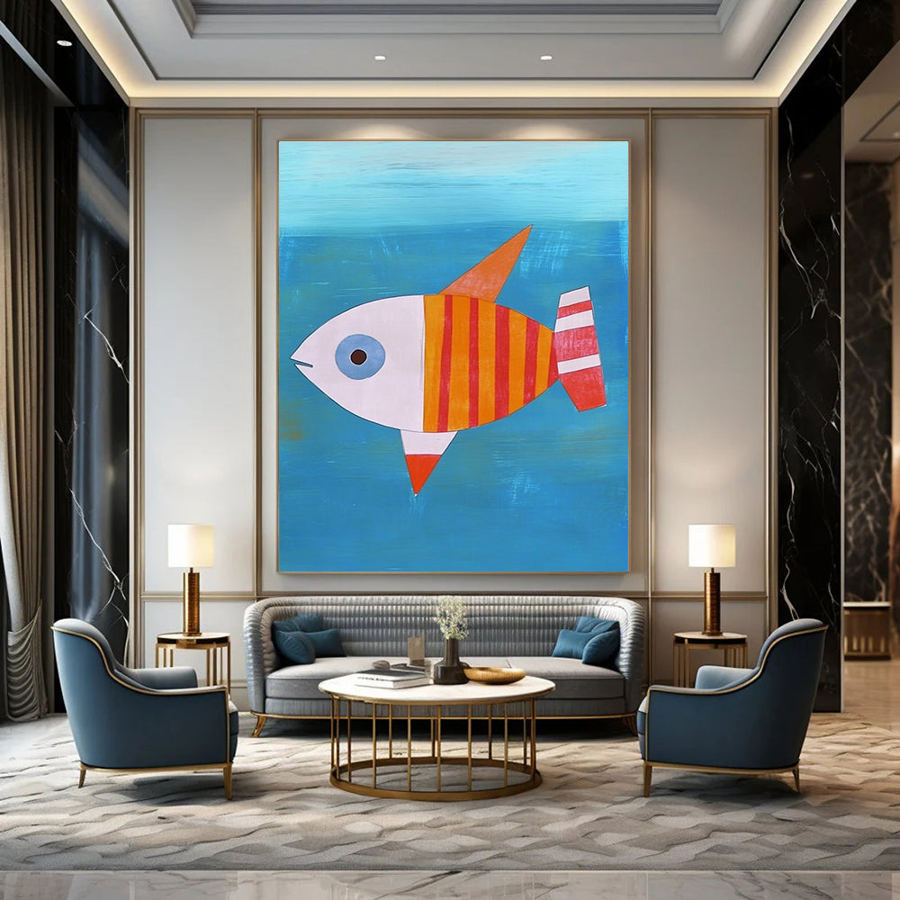 Colorful Striped Fish for Playful Children’s Bathroom & Coastal Home Nook STSC995