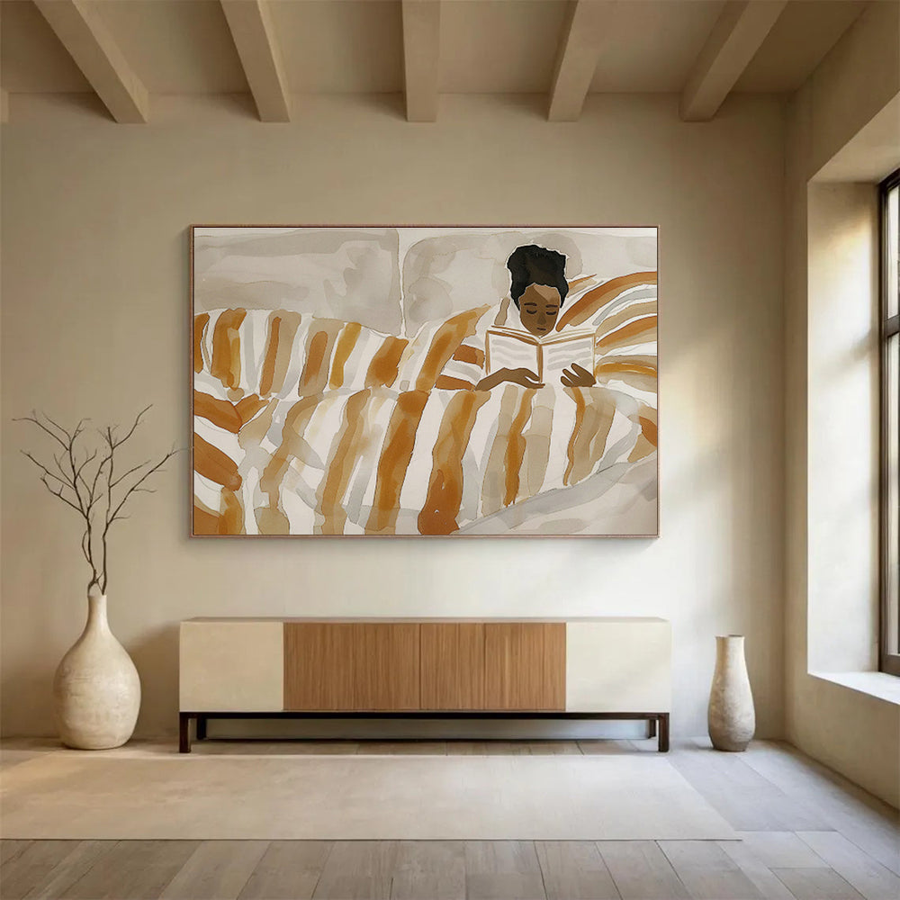 Reading in Bed Figure Art for Cozy Home Library Corners DLZ2614