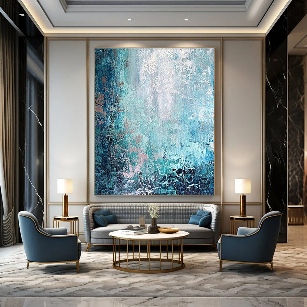 Blue - Pink Abstract Art for Beach House Balcony Spaces DLZ0074