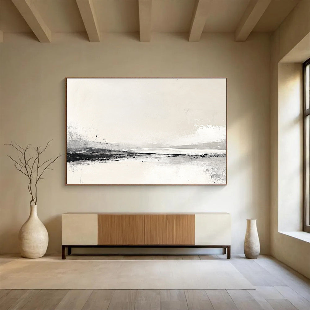Monochrome Beach Scene Art for Coastal Home Library & Minimalist Beach House SC095