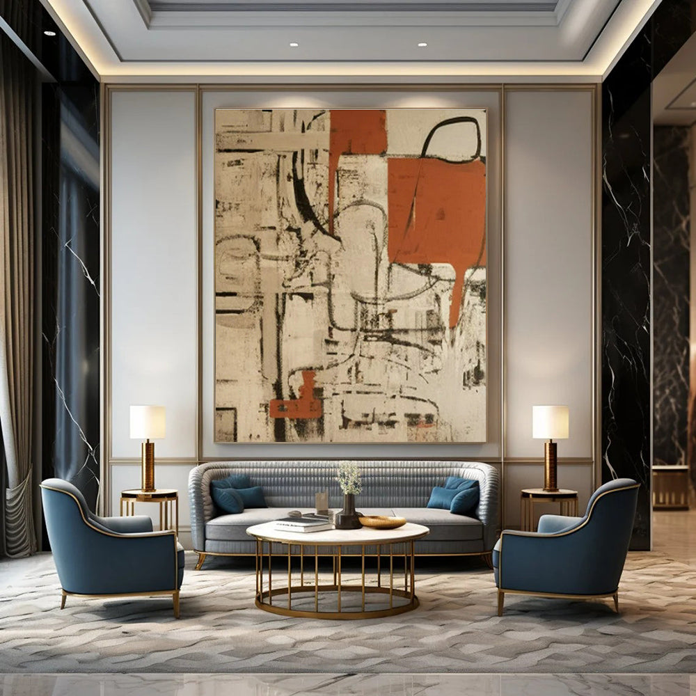 Rustic Red - Brown Abstract Art for Farmhouse Living Room & Art - Centric Café DLZ1720