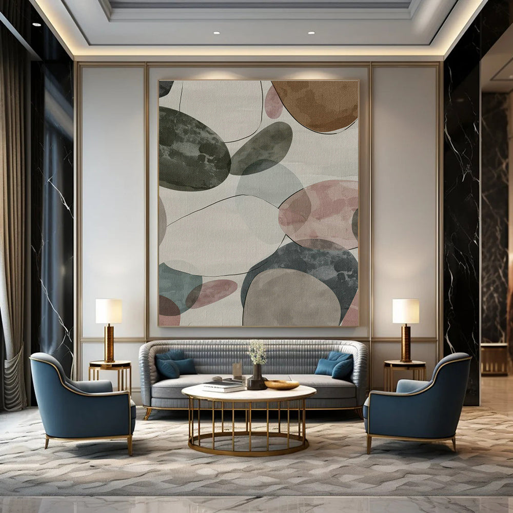 Colorful Stone - Shaped Abstract Art for Coastal Café & Home Kitchen DLZ1164