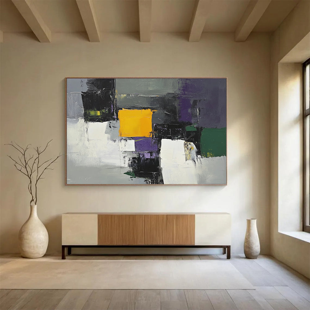 Gray - Based Color Block Abstract Art for Contemporary Lobby & Urban Apartment SC324