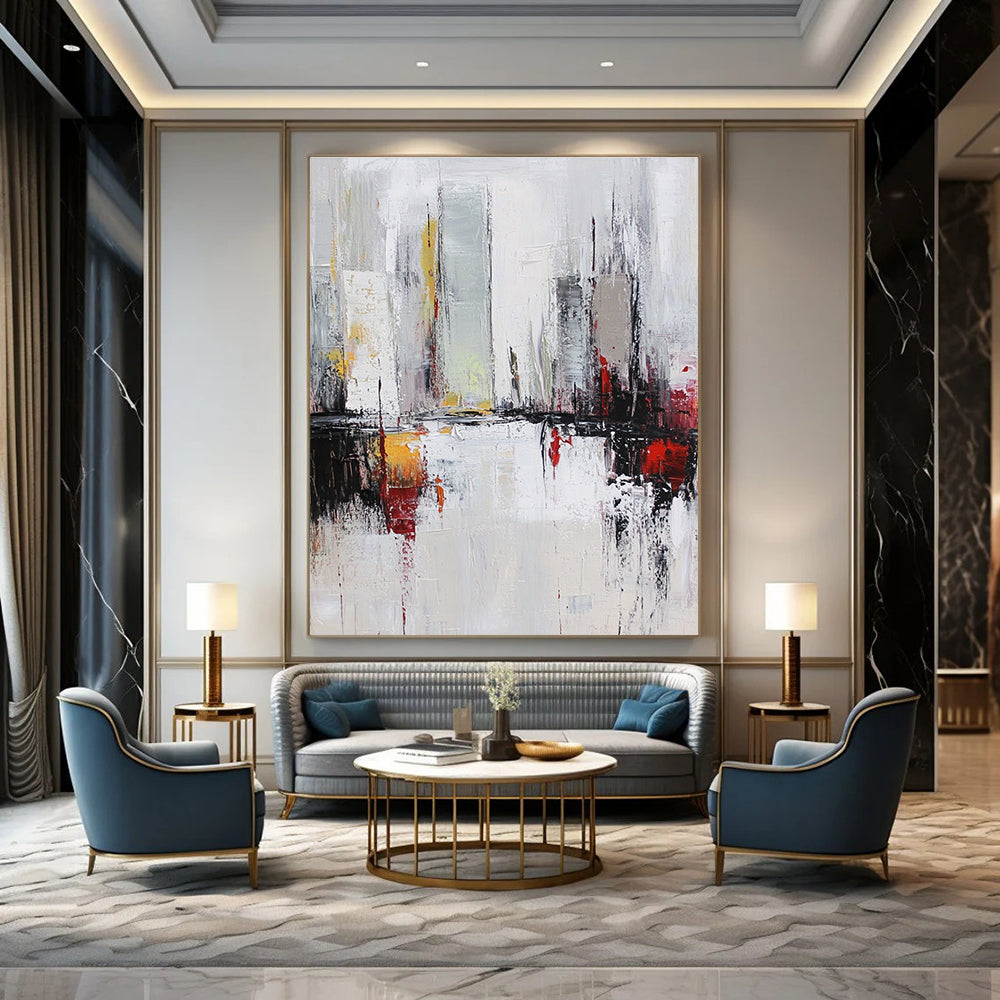 Monochrome Abstract Urban Scene for Industrial - Style Café & Minimalist Home Study STSC162