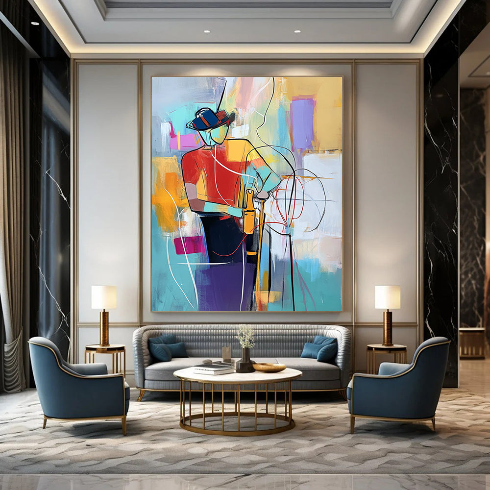 Colorful Abstract Figure for Eclectic Living Room & Artistic Community Space STSC554