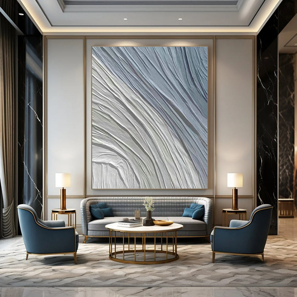 Light Blue Wrinkled Abstract Art for Bedroom & Study DLZ0580