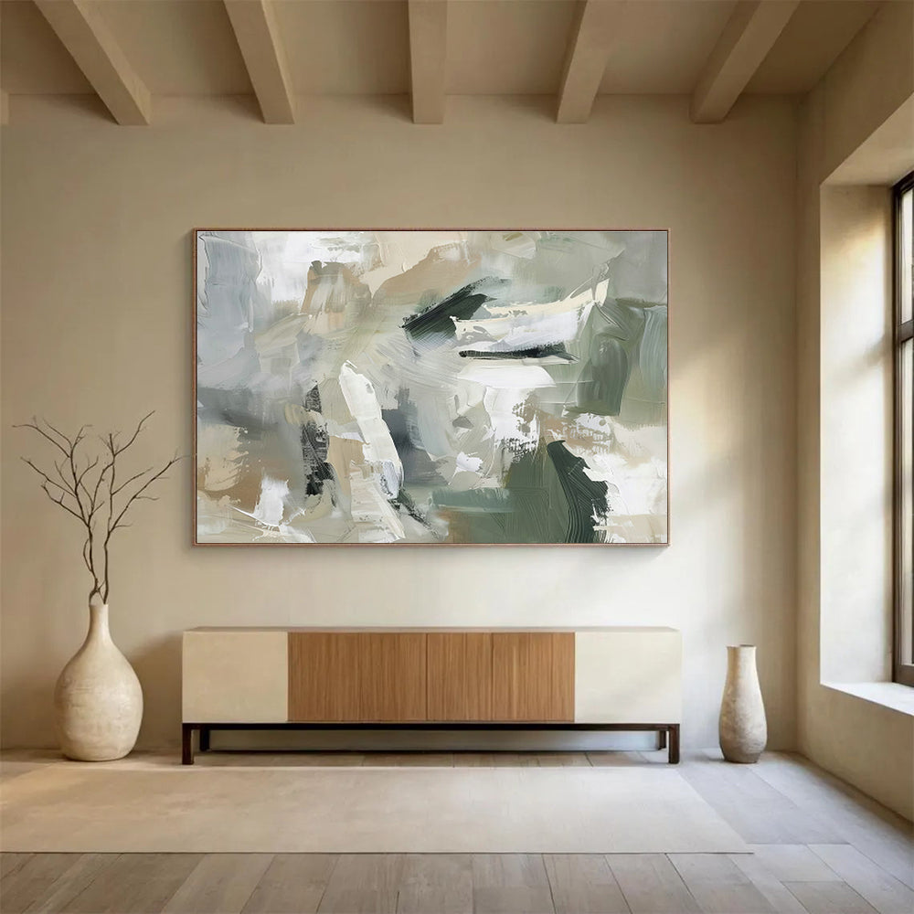 Green - Gray Abstract Art for Nature - Inspired Office Lounges DLZ2624
