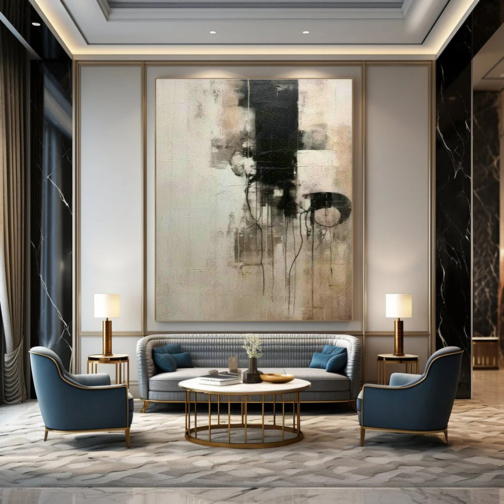 Black - White Abstract Drip Art for Office & Studio DLZ0386