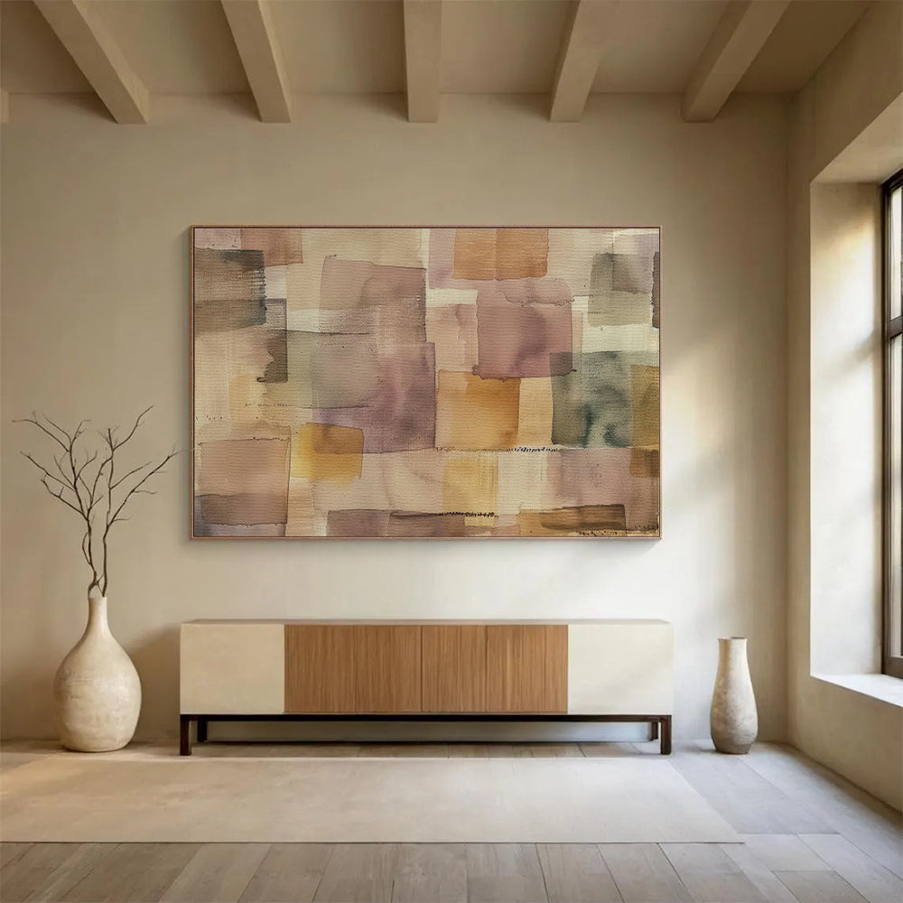 Warm Brown Collage Abstract Art for Rustic - Chic Living Room DLZ2976