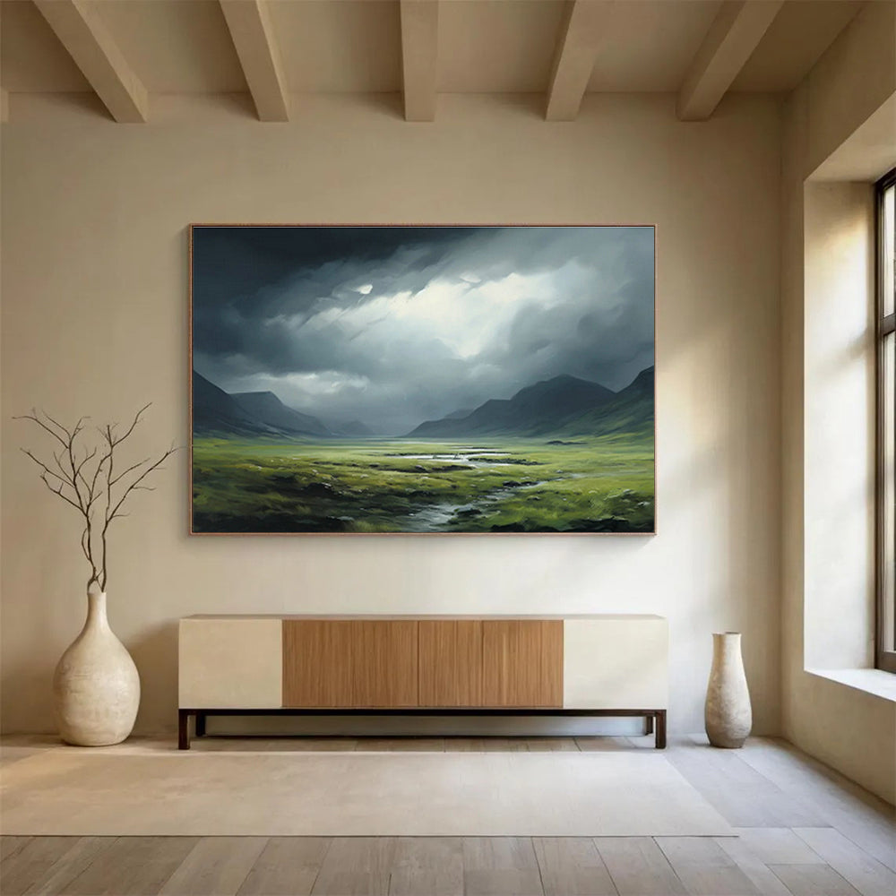 Mountain Landscape Oil Painting for Rustic Cabin Bedrooms DLZ2554