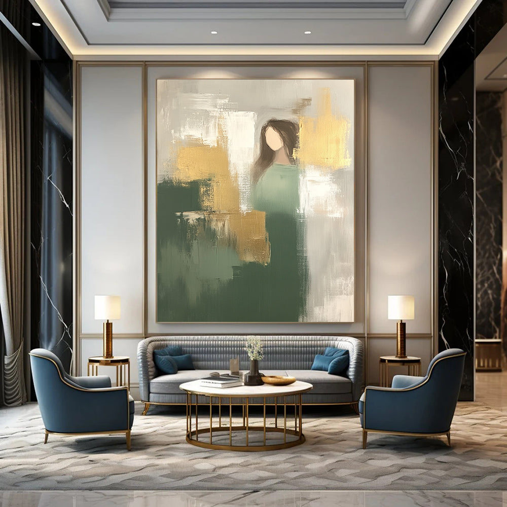 Figure with Gold and Green for Sophisticated Living Room & Inspirational Office STSC242