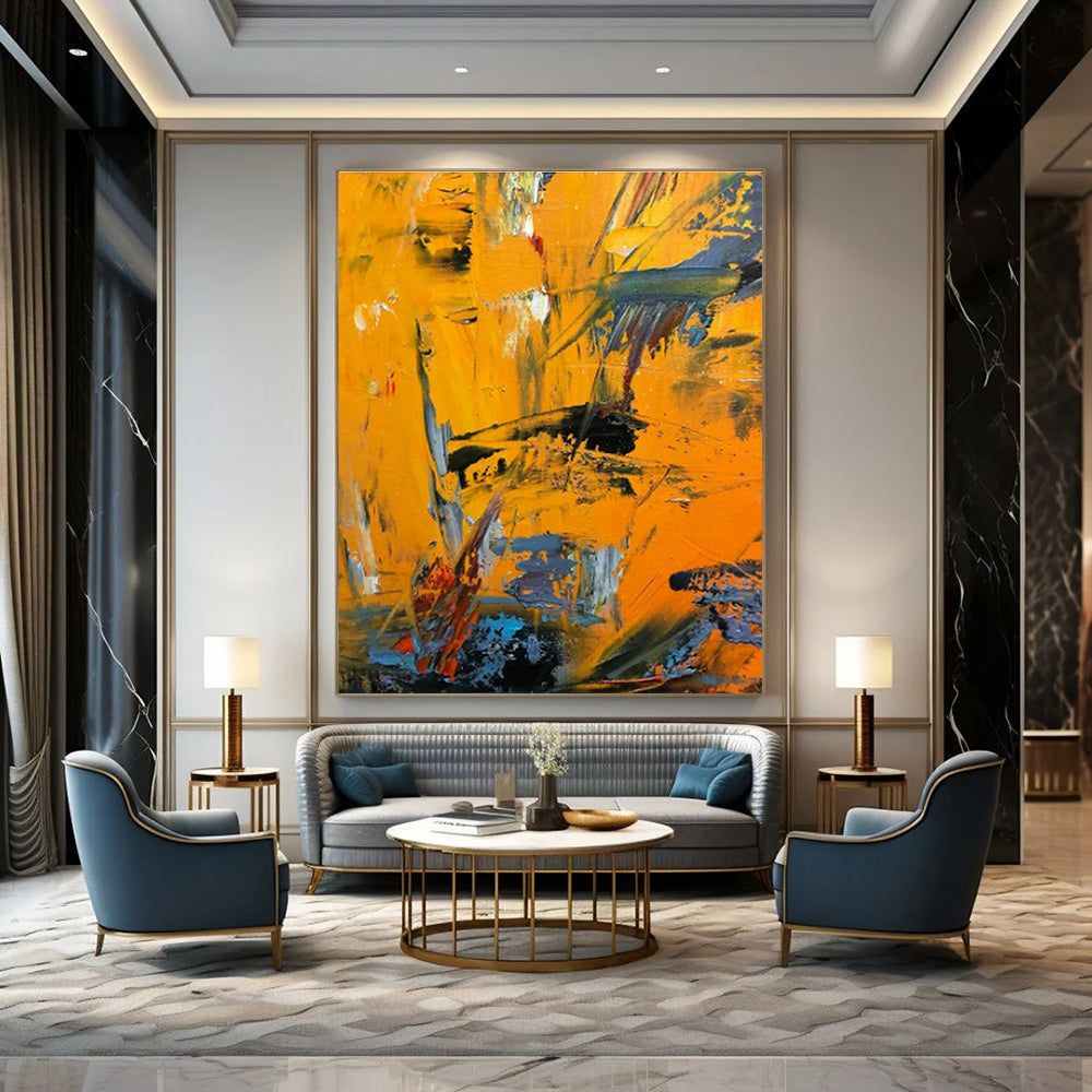 Vibrant Orange Abstract Art for Living Room & Kitchen DLZ0525
