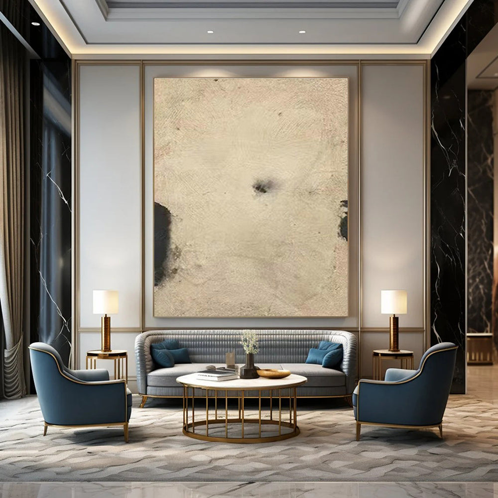 Beige Abstract Spots Art for Bohemian Café & Minimalist Bedroom DLZ2073