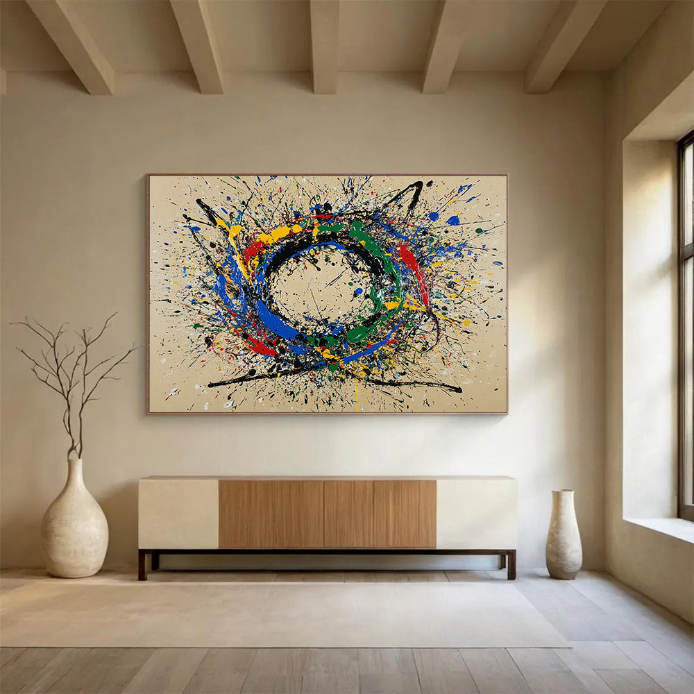 Colorful Splatter Circle Art for Modern Playroom & Creative Studio SC331