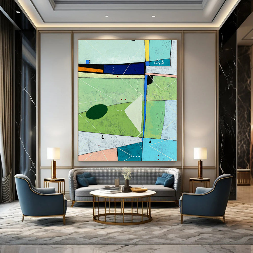 Colorful Geometric Abstract Art for Creative Café & Home Living Room DLZ1111