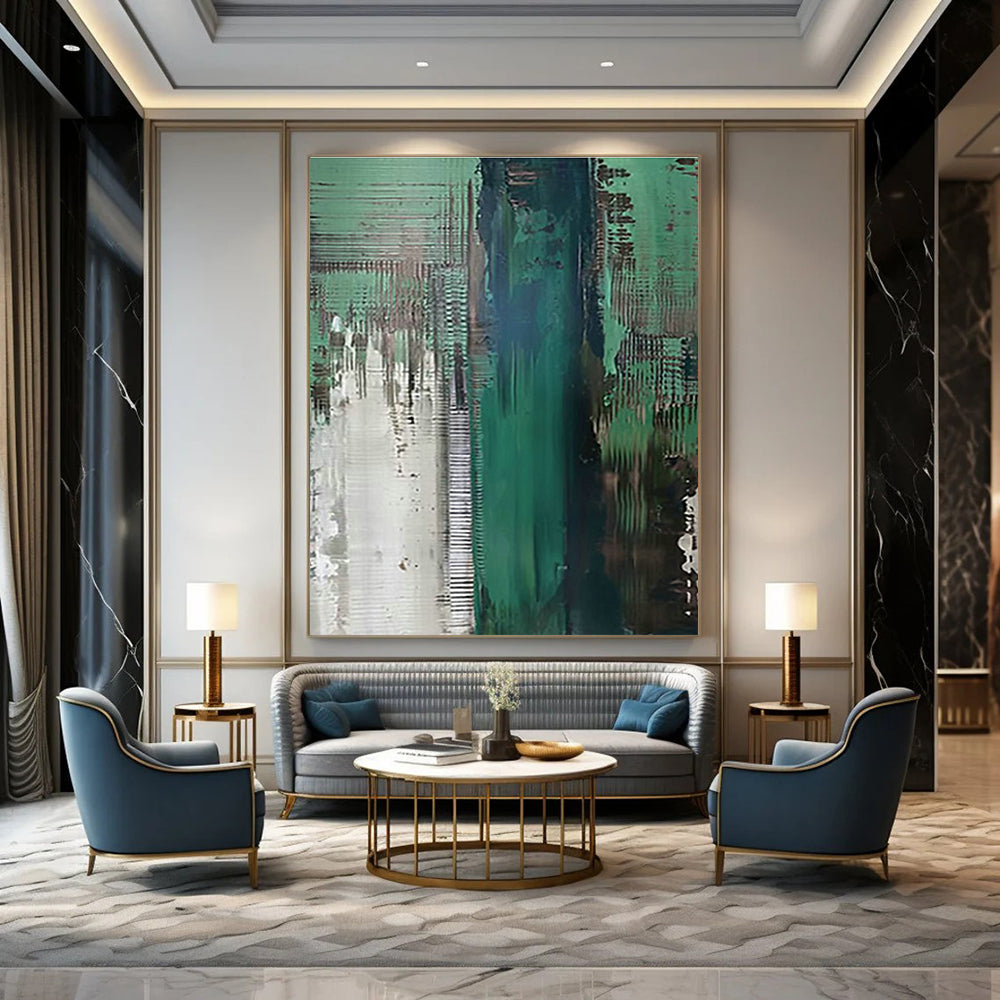 Green - Gray Abstract Art for Modern Office & Industrial - Style Loft DLZ0674