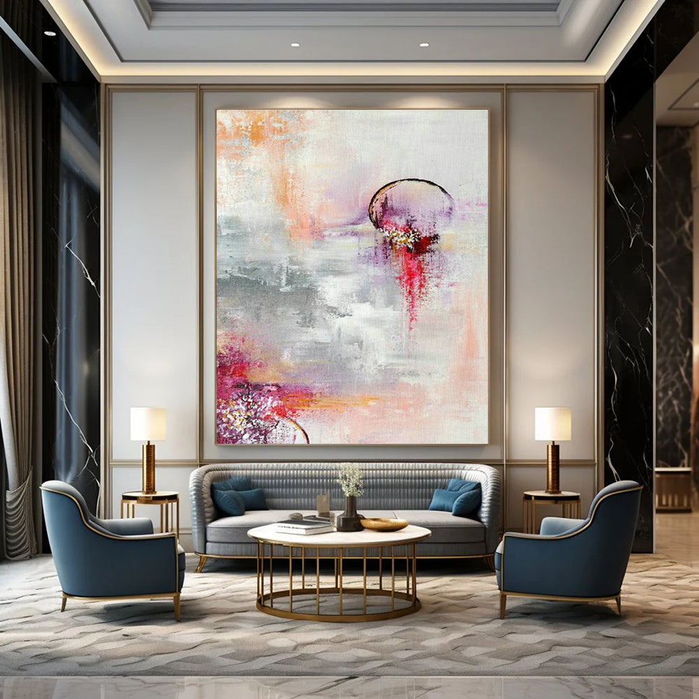 Pink - Purple Abstract Art for Bridal Suite Bedroom Walls DLZ0038