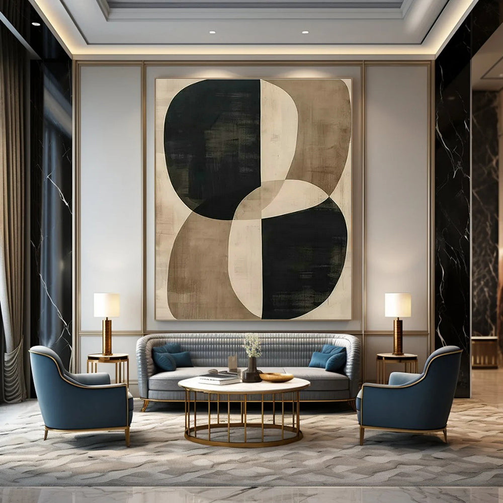 Brown - Black Geometric Abstract Art for Mid - Century Modern Home & Architectural Studio DLZ1752