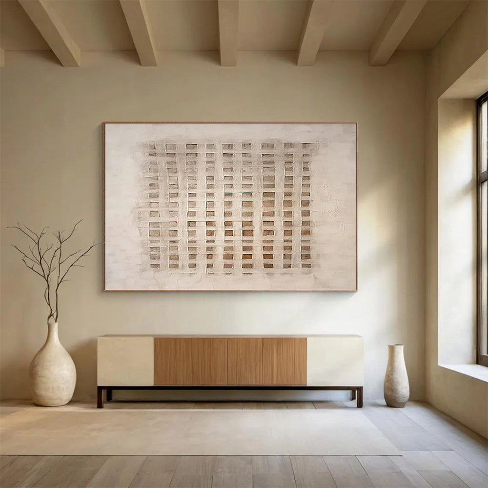 Beige Woven Abstract Art for Minimalist Studies DLZ2434