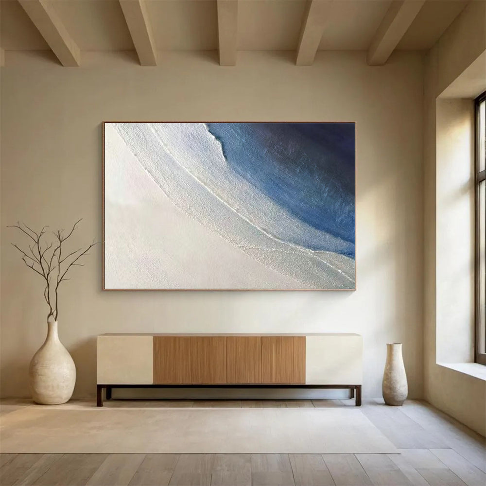 Blue - White Abstract Art for Minimalist Home Bedroom Relaxation Zones DLZ3278
