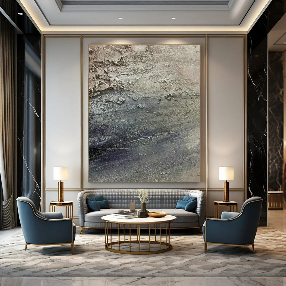 Gray - Blue Texture Art for Nautical - Themed Café Interiors DLZ0197