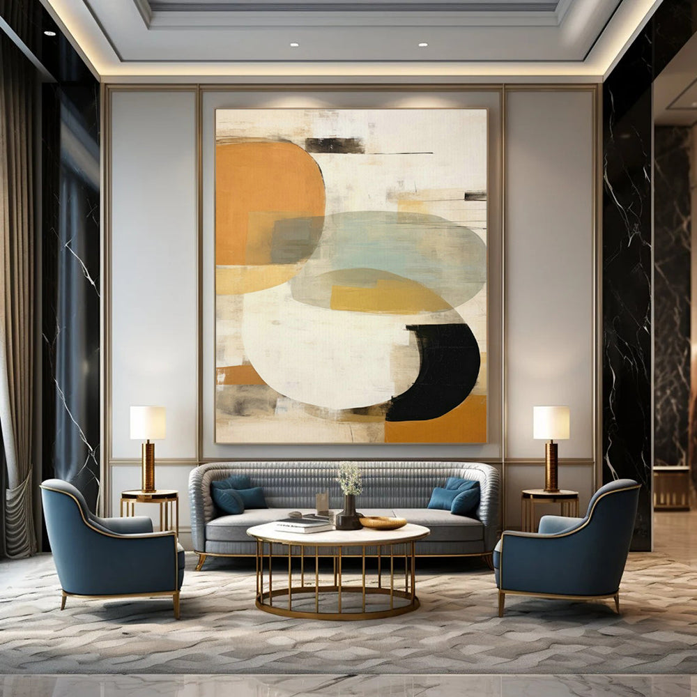 Mid - Century Modern Geometric Art for Office Lounge & Retro Home Den DLZ1632