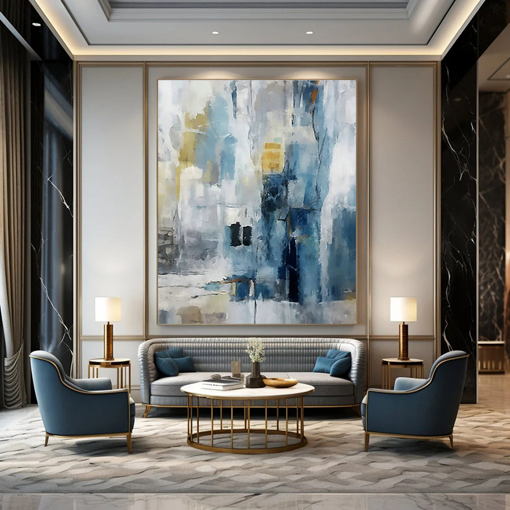 Blue - Yellow Abstract Architecture Art for City Hotel & Architectural Studio DLZ0668