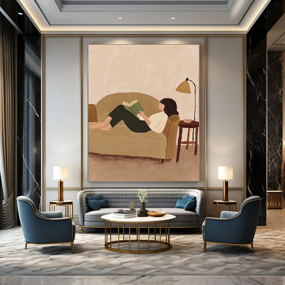 Relaxed Reading Woman for Cozy Home Library & Literary Lounge STSC1262