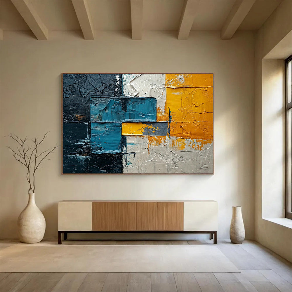 Colorful Block Texture Abstract Art for Contemporary Art Gallery Showcases DLZ2660