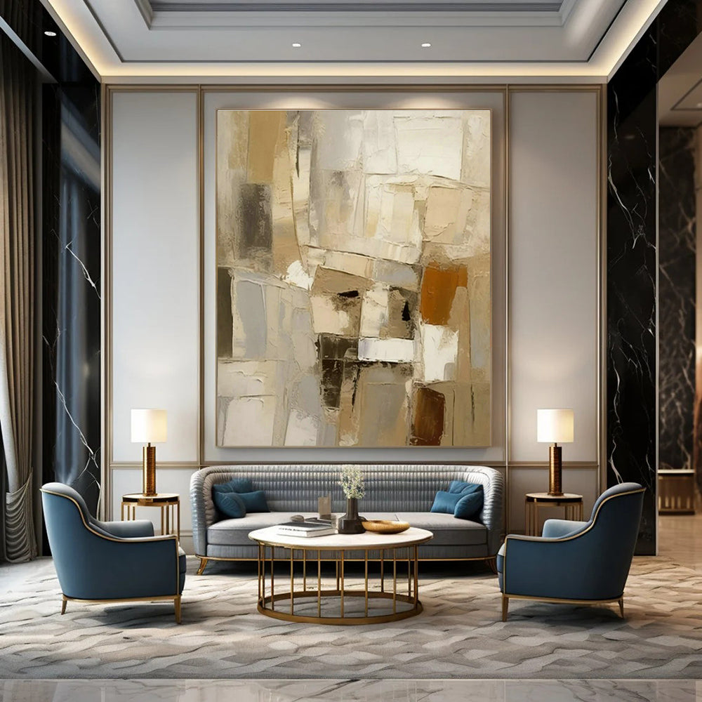 Light - Toned Geometric Abstract Art for Minimalist Home & Art Gallery Corner DLZ1451