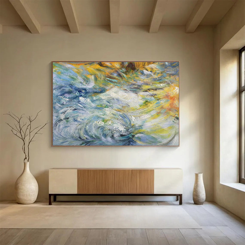 Impressionist Wave Painting for Coastal Home Nautical - Themed Living Rooms DLZ2675