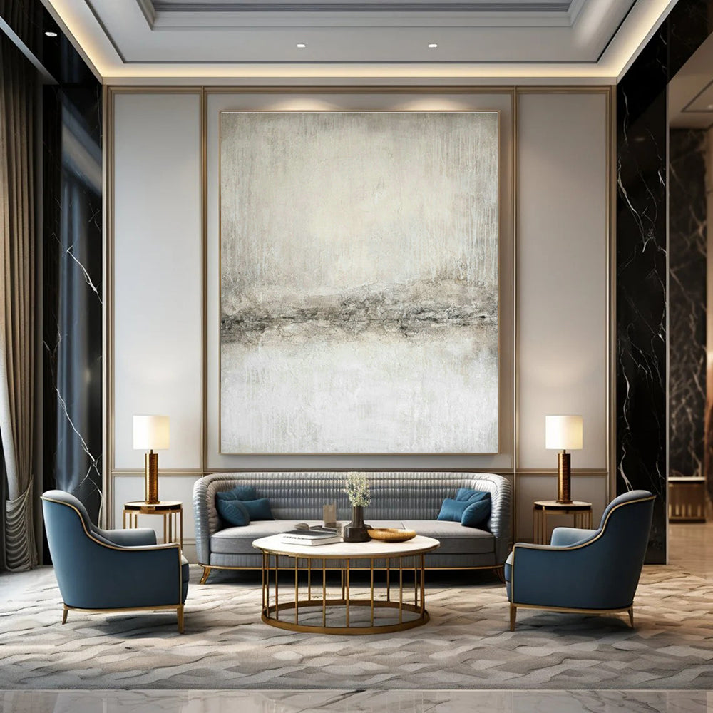 Light Gray Textured Abstract Art for Contemporary Gallery & Minimalist Bedroom DLZ1075