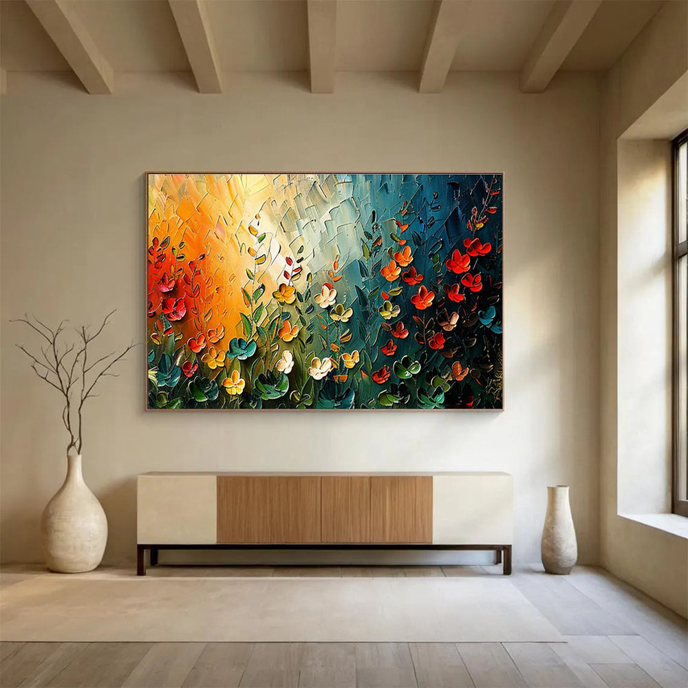 Vivid Floral Field Art for Inspirational Yoga Studio DLZ3071