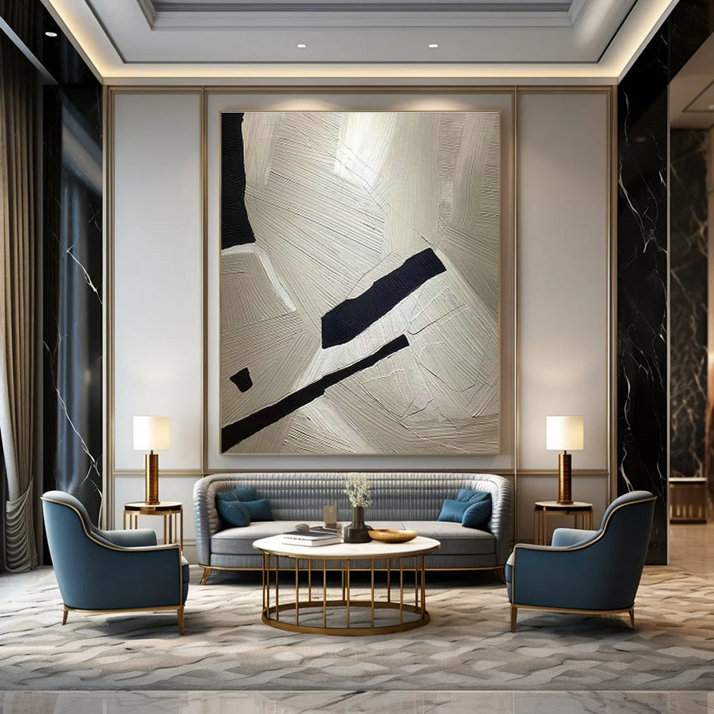 Black - White Textured Abstract Art for Industrial Loft & Art Studio DLZ1248