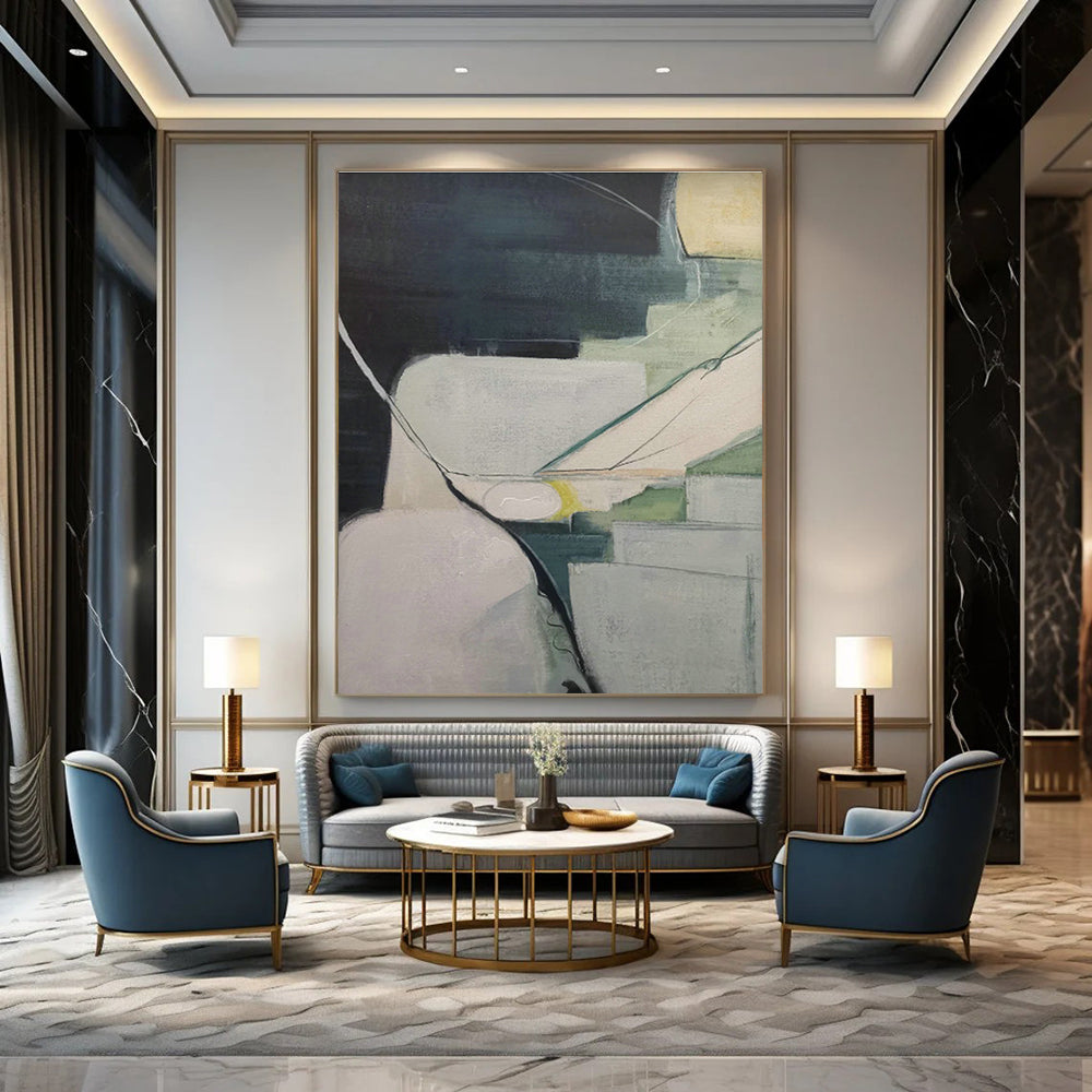 Geometric Cool - Tone Abstract for Scandinavian - Style Wellness Center & Modern Corporate Office DLZ0878