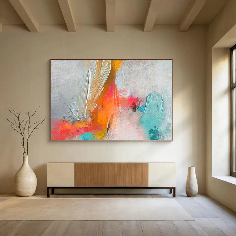 Gray - Orange Colorful Abstract Art for Industrial - Style Brewery Taprooms DLZ2591